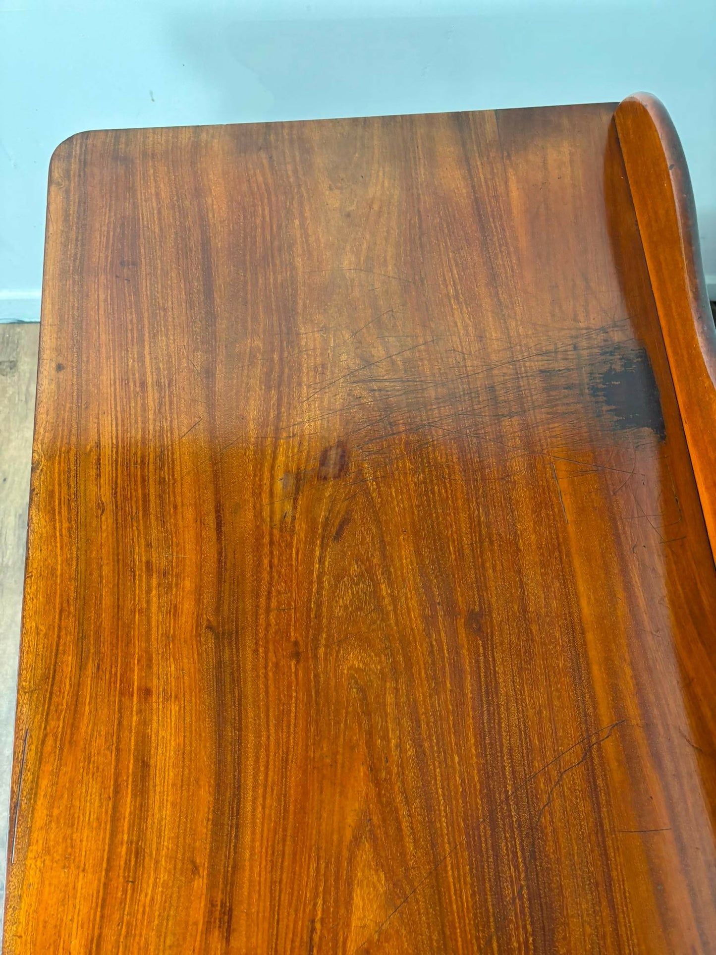 Victorian Scottish Flame Mahogany Pedestal Desk