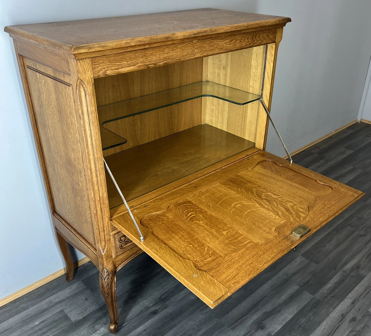 Cabinet Vintage French Louis XVI Oak Cupboard Carved Nightstand LOT 24347