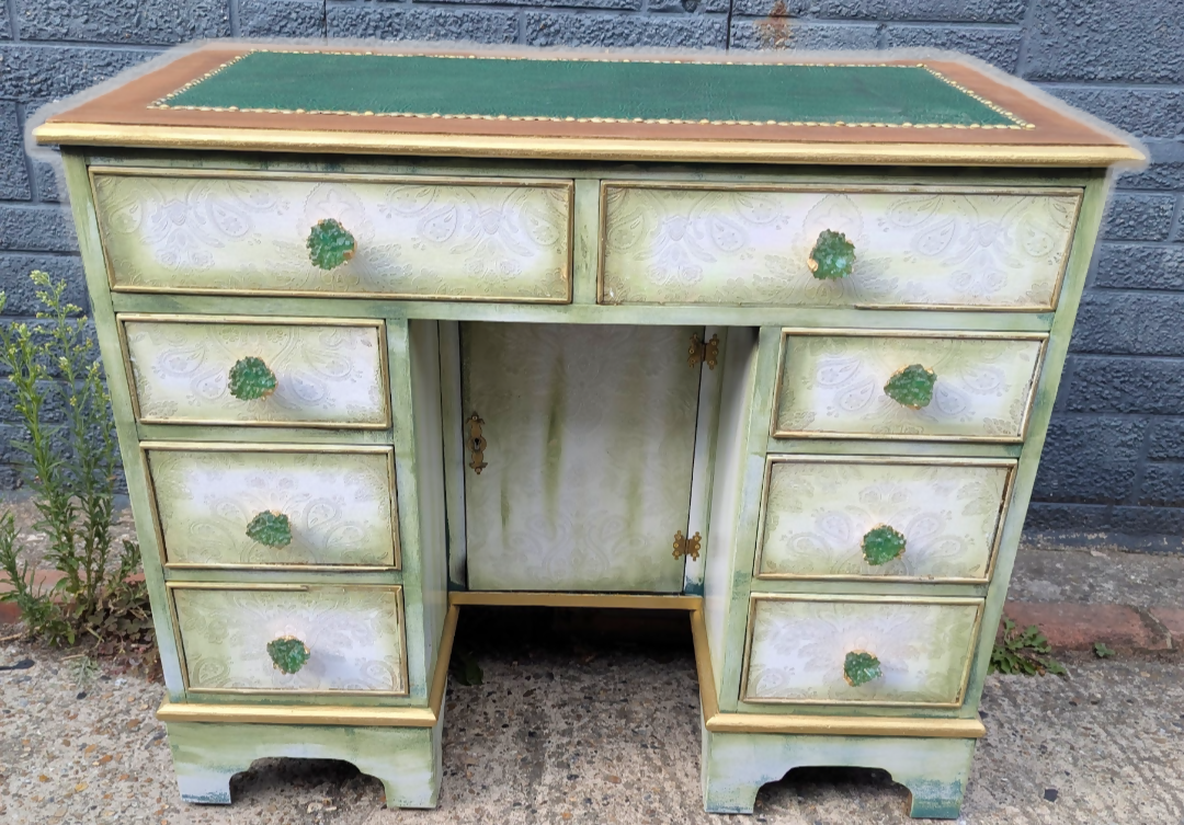 White green ethereal boho writing office desk