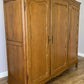 Wardrobe Vintage French Louis XVI Style Oak Triple Door Carved Armoire LOT 6467