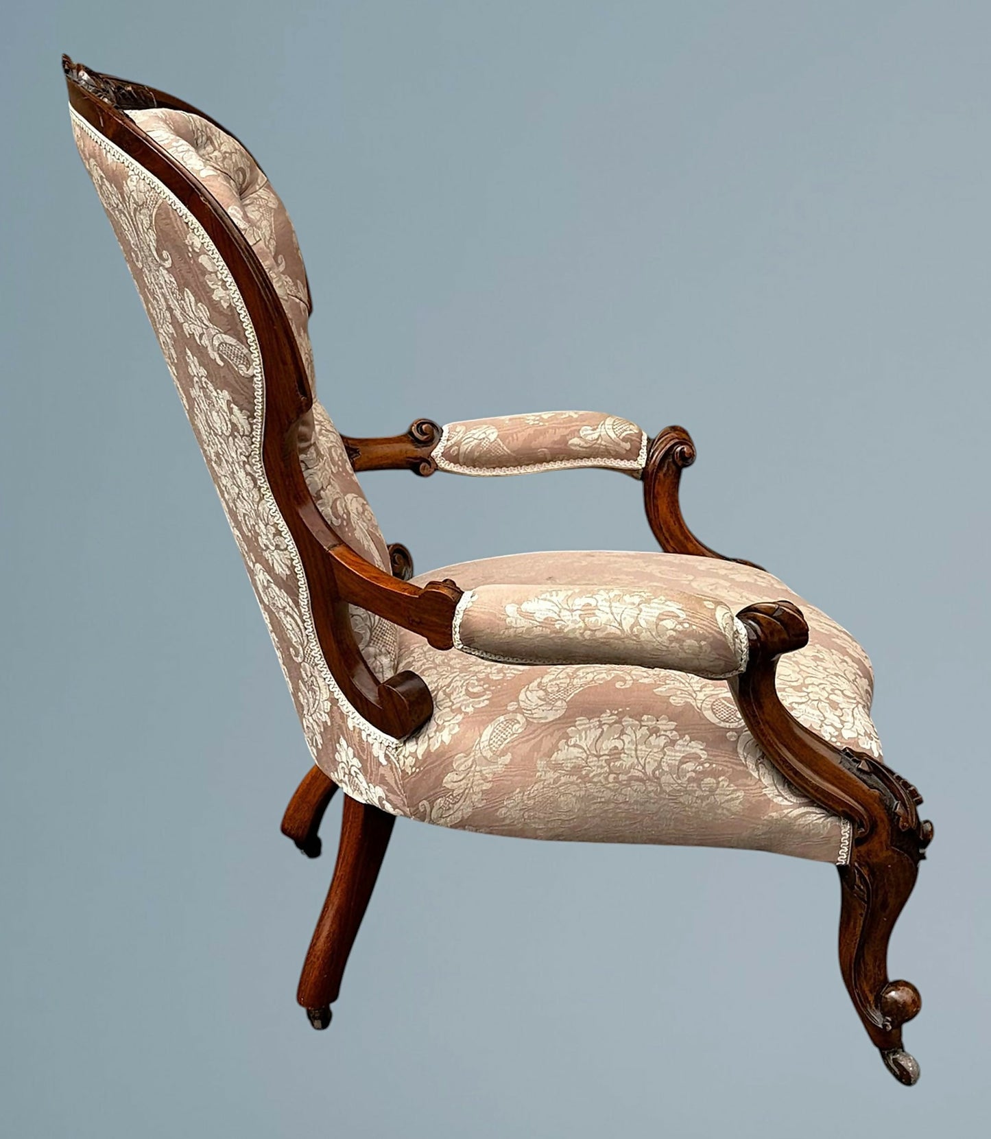 Victorian Walnut Open Armchair