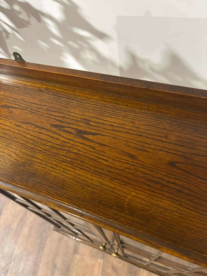 Vintage Oak Two Door Glazed Bookcase