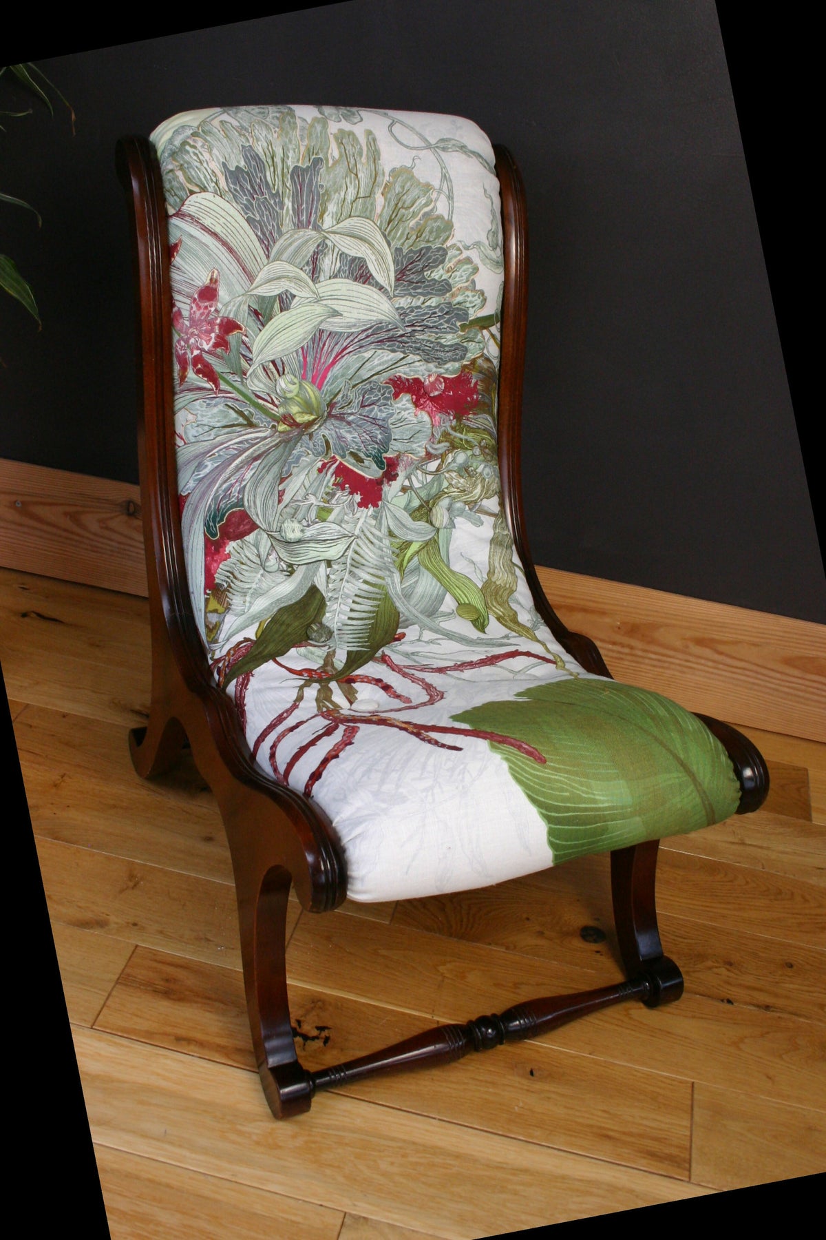 Vintage Slipper Chair – Fully Refurbished in Timorous Beasties Topical Tropical | One-of-a-Kind Designer Statement Chair