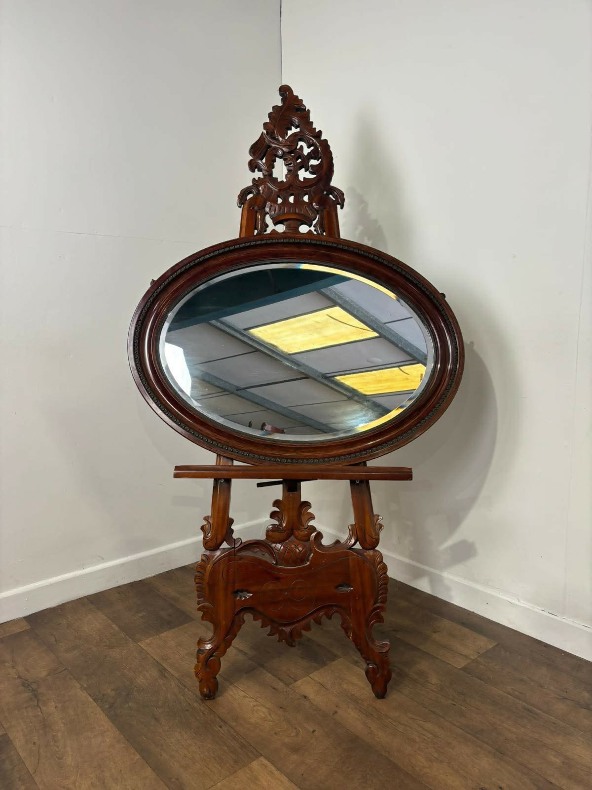Vintage Mahogany Oval Wall Mirror