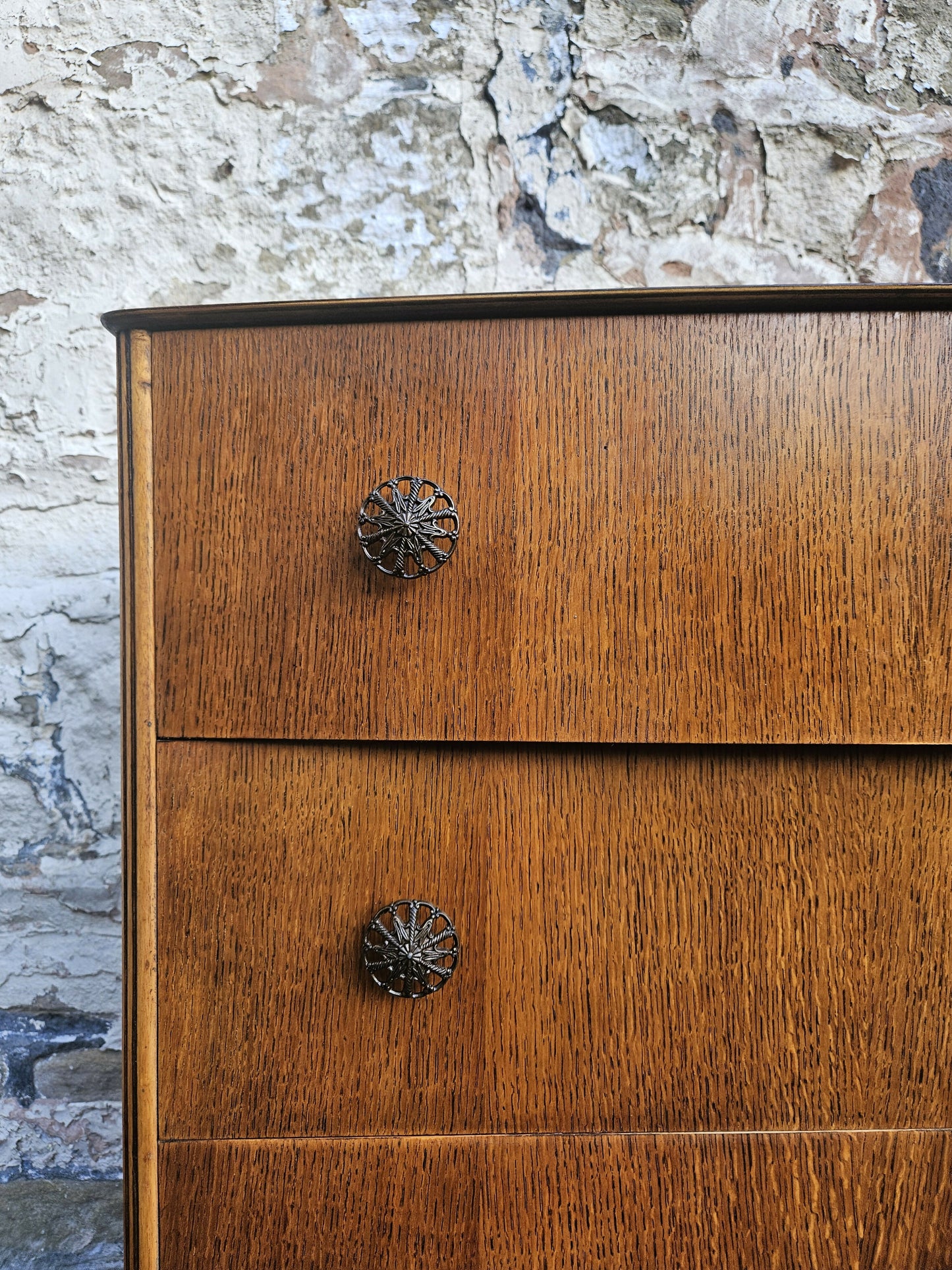 Vintage Chest Of Drawers Cabinet Oak Five Drawer Super Proportions Beautiful Detailing