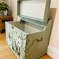 Storage Chest Upcycled Furniture Green Frog Foliage Vintage Storage Box Ottoman