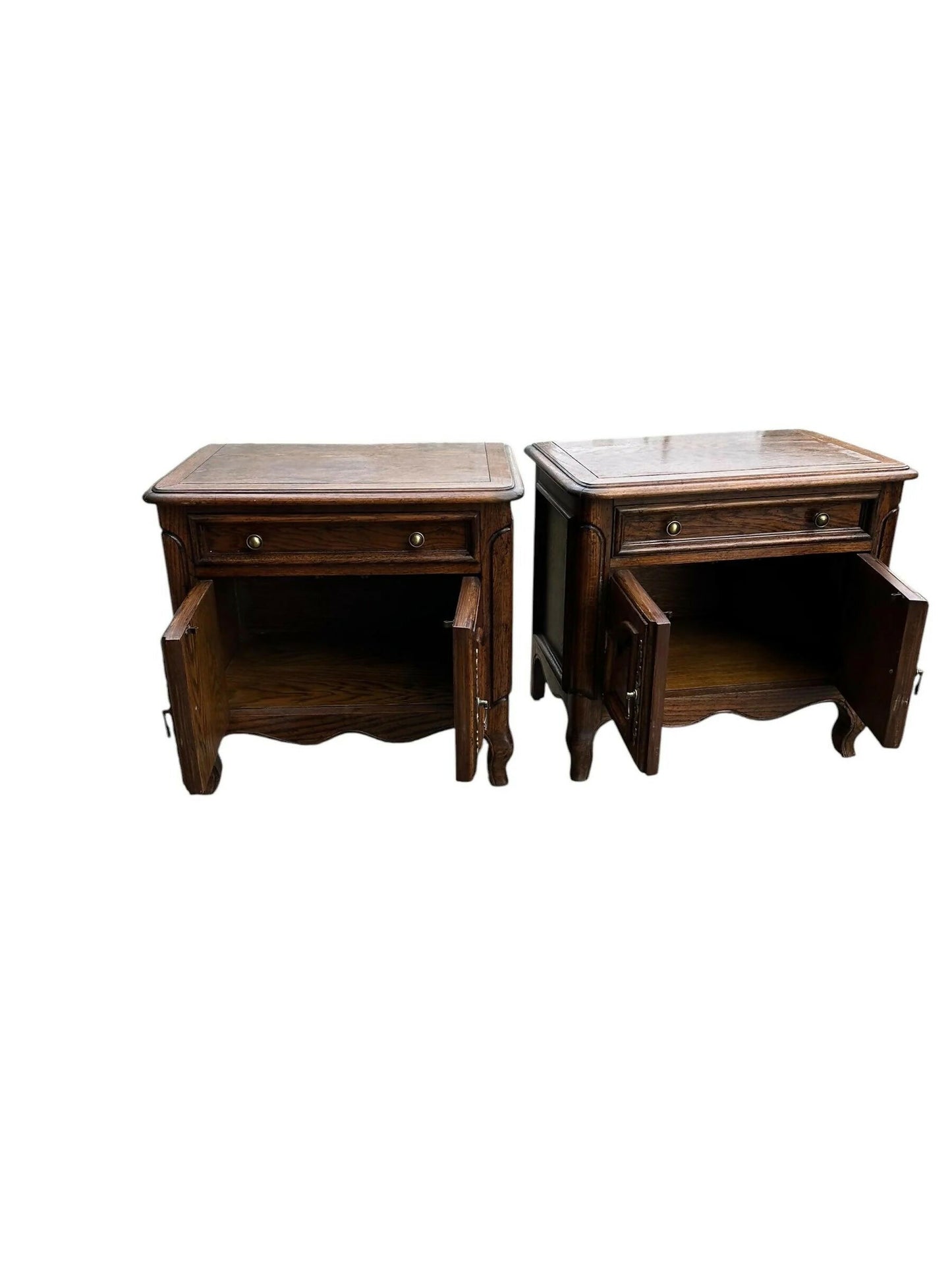 Vintage Oak French Provincial style bedsides cupboards by Century furniture