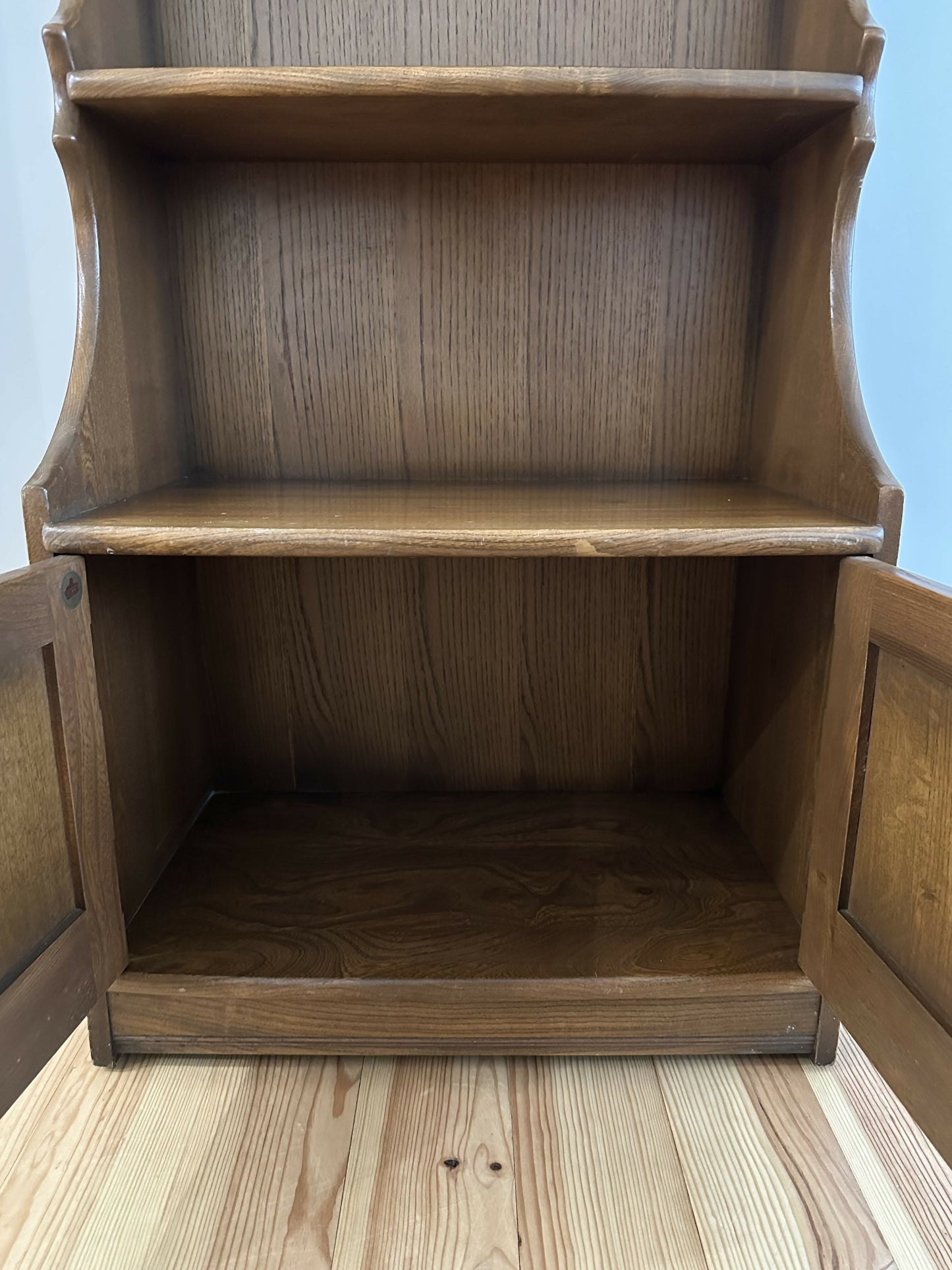 Ercol Waterfall Bookcase Elm Cupbard Vintage Ercol