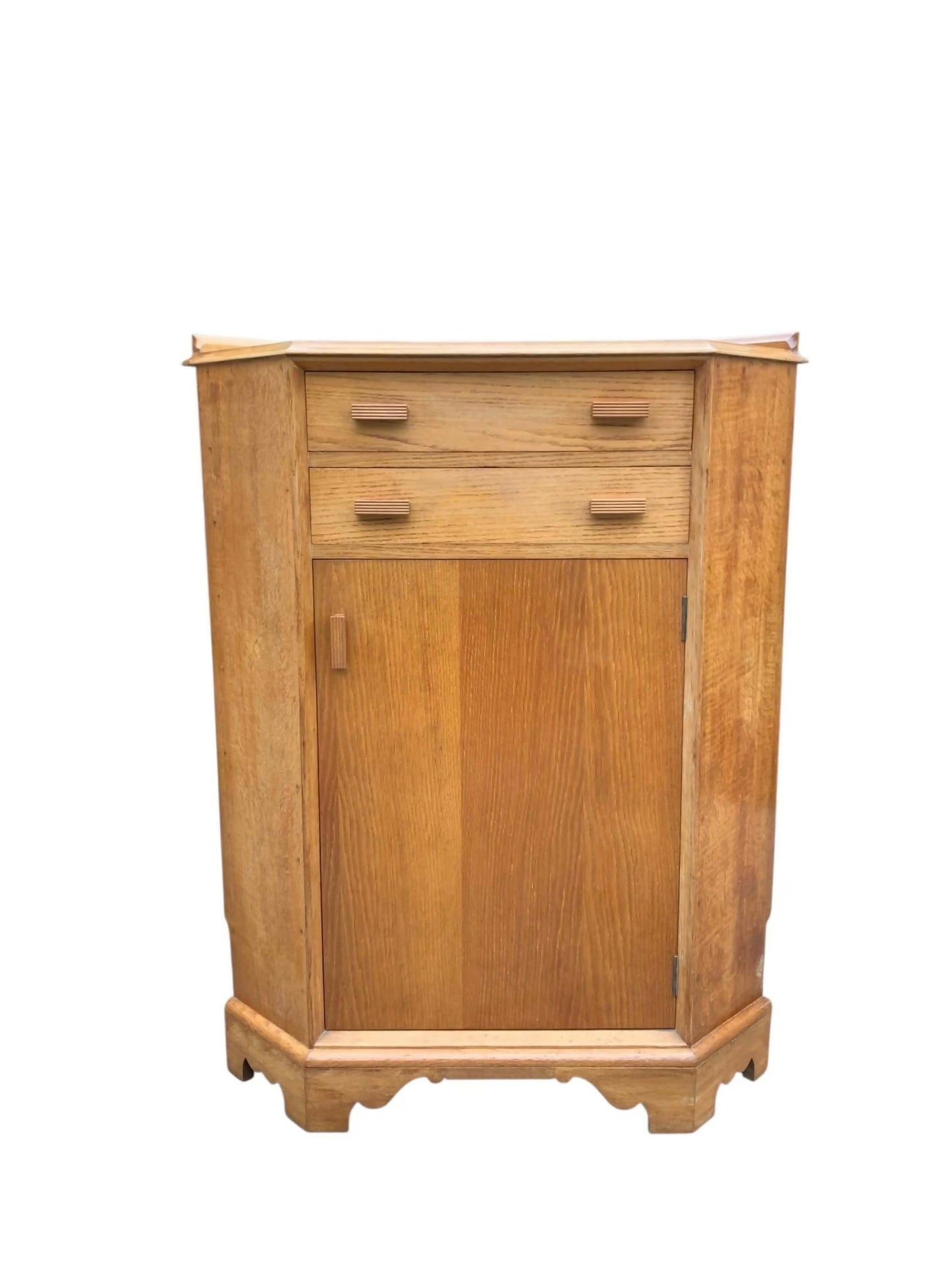 Mid century light Oak corner cupboard / drinks cabinet