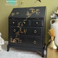 Vintage Stag Bureau / Secretary Desk – Coal Black & Gold