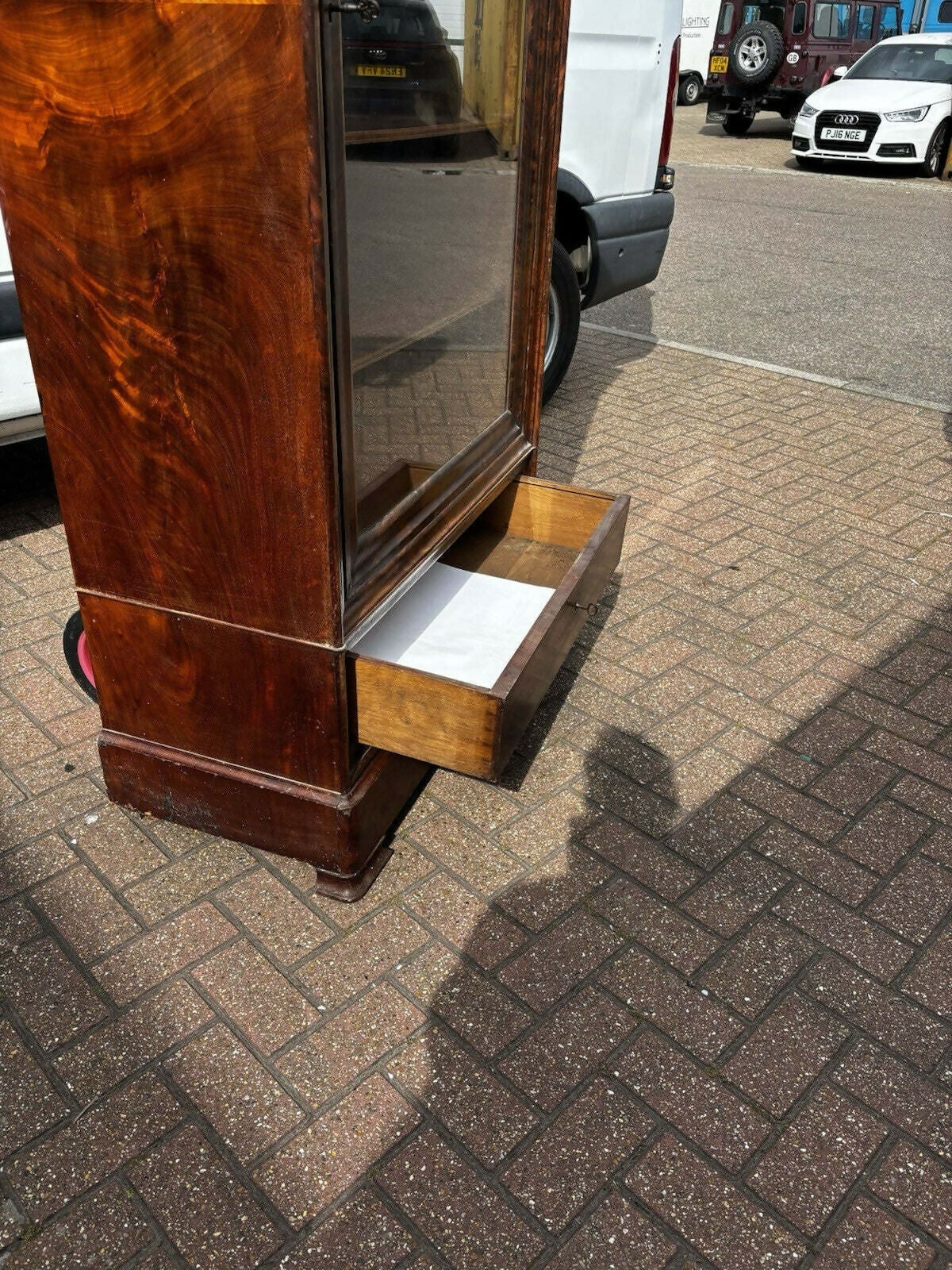 Victorian Glazed Bookcase With Adjustable Shelves & 2 Drawers