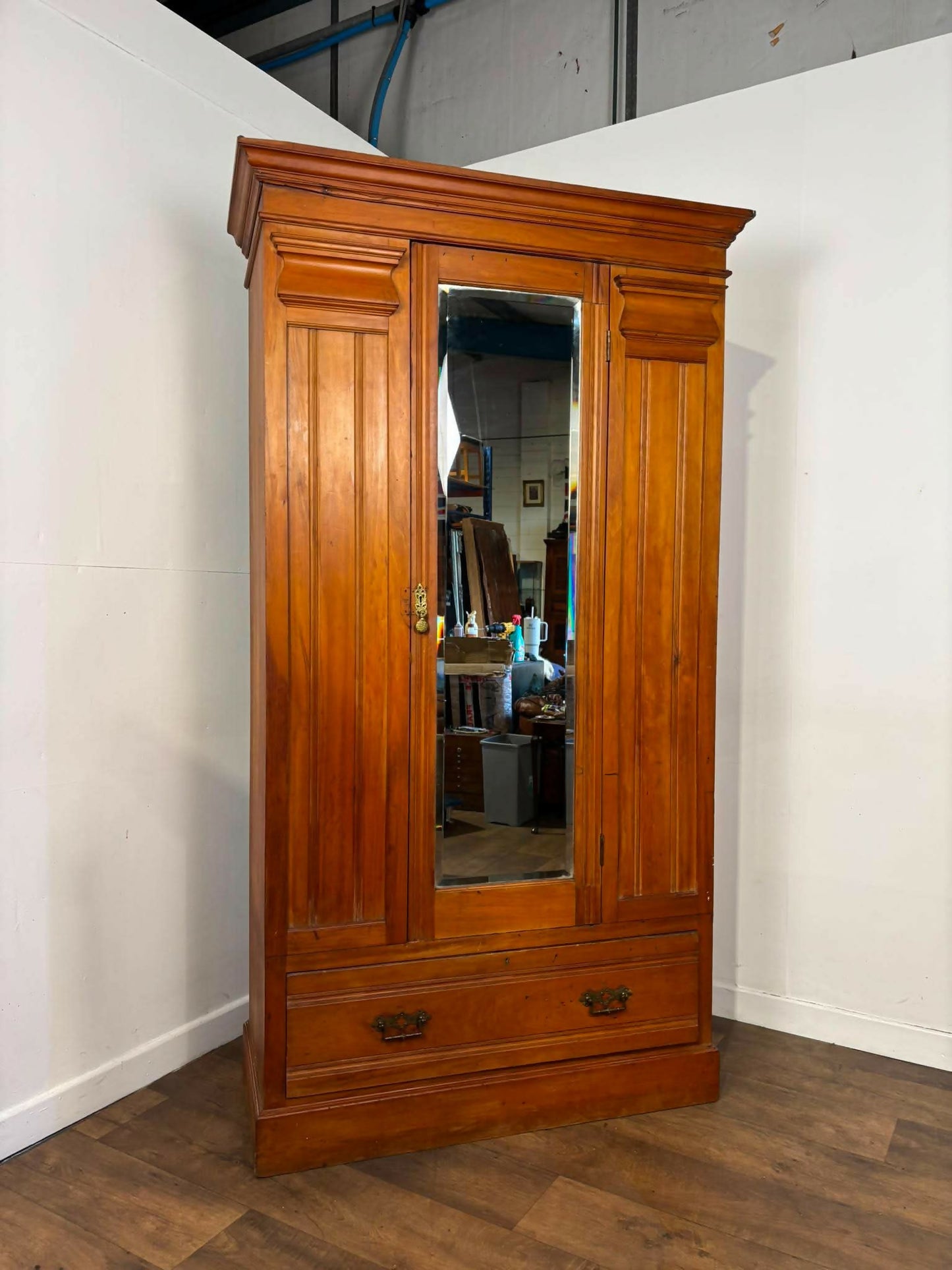 Late Victorian Satinwood Single Wardrobe