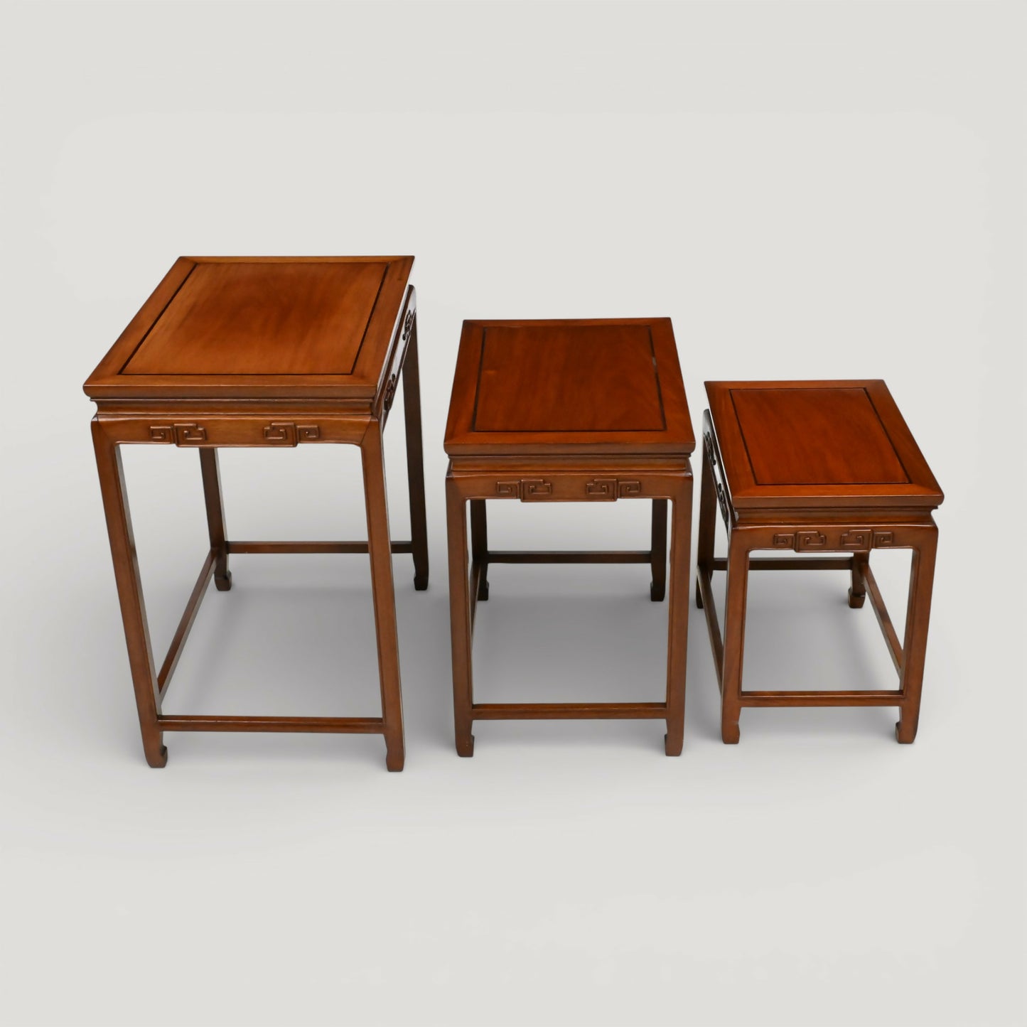 Chinese Nest of Tables Teak/Rosewood Carvings 3 Side Tables Free UK Delivery*