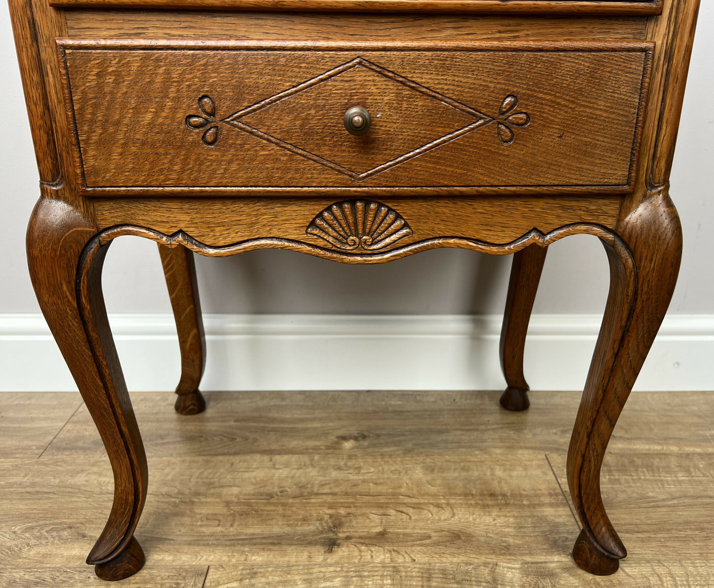 Pair of Bedside Tables Vintage French Louis Oak Nightstands Cabinets LOT 6225