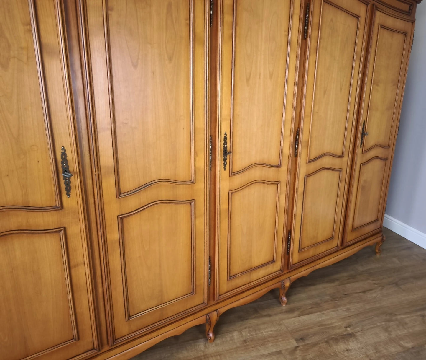Wardrobe Vintage French Louis XVI Style Five Door Carved Armoire LOT 4990