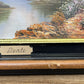 Painting Vintage French Style Signed Landscape Lake Cottage Framed LOT 6469