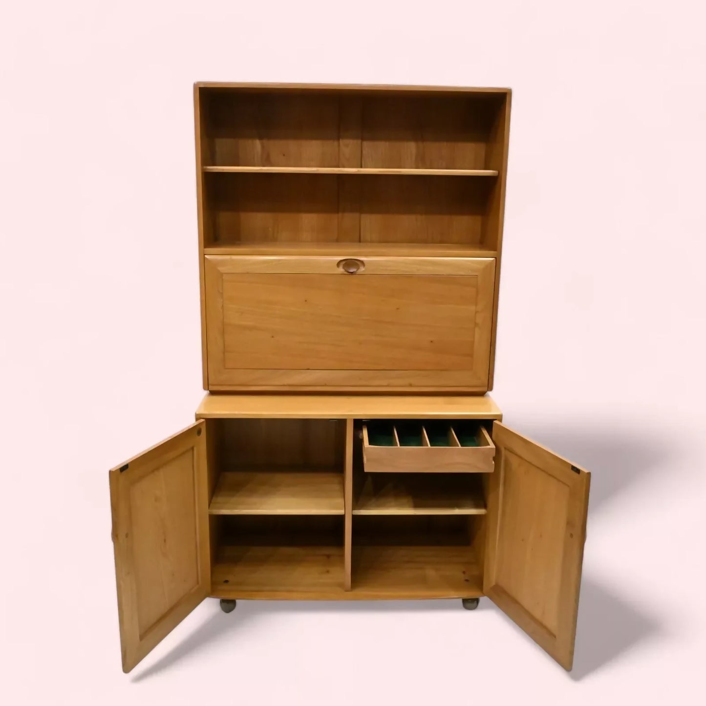 Ercol Windsor Bureau/Drinks Cabinet Double Cupboard Light FREE UK Delivery