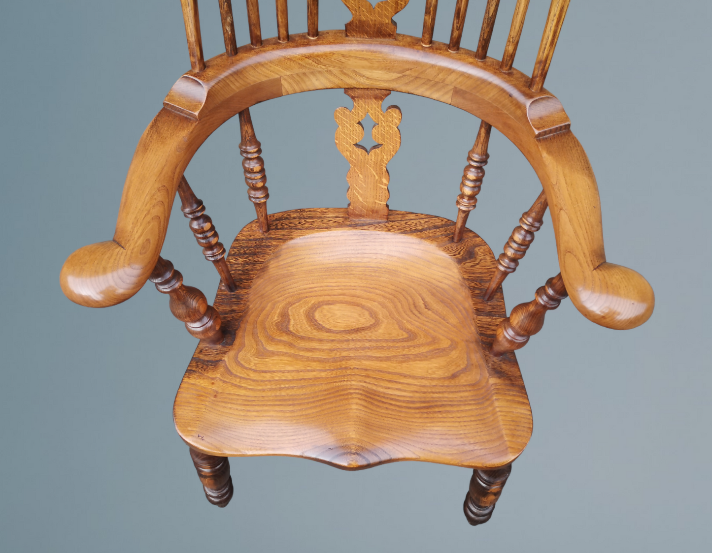 Set of Six Ash & Elm Broad Arm High Back Windsor Armchairs