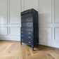 Vintage navy blue chest of drawers 8 drawers tallboy
