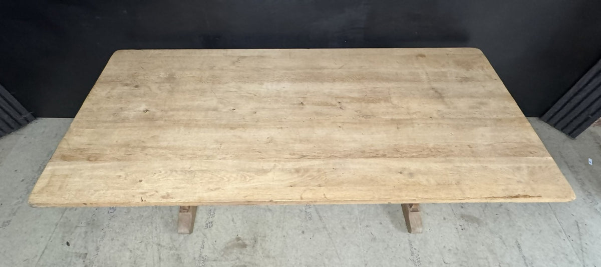 French Bleached Oak Farmhouse Dining Table