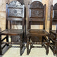 Antique Set Six 6 Oak Cromwellian Revival High Back Carved Edwardian Dining Chairs, c1920