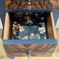 Vintage art deco navy blue walnut burr wood desk/ dressing table
