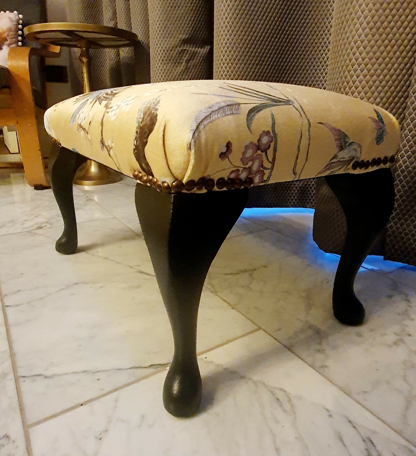 Antique style Footstool, Designer Velvet.