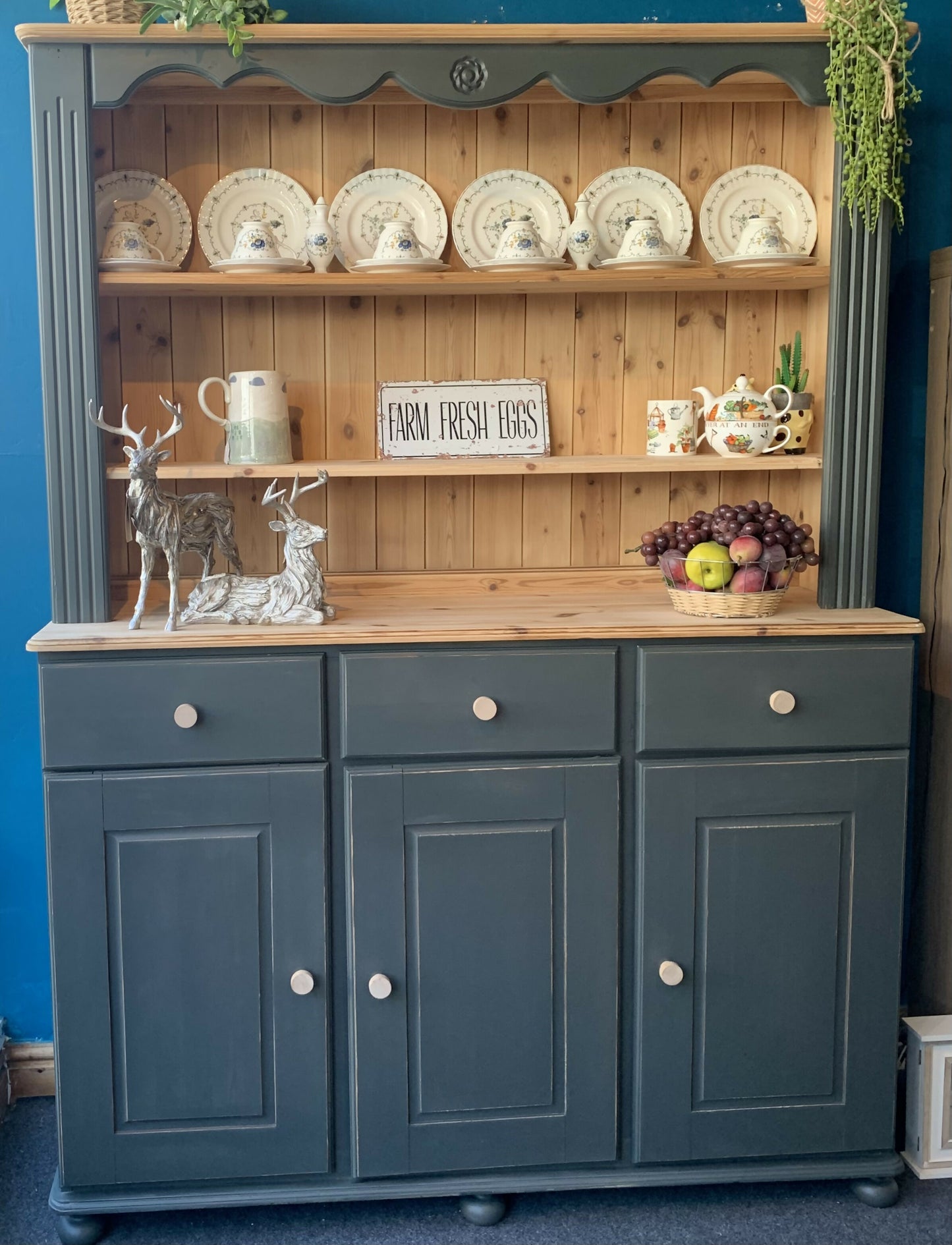 * SOLD* Welsh dresser in graphite & pine