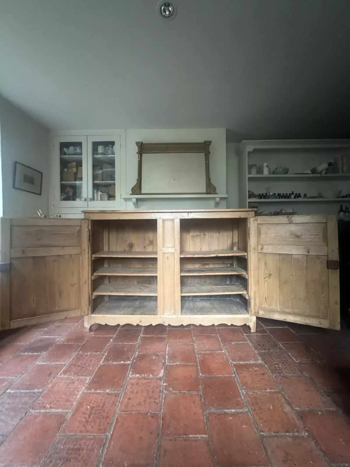 Rustic Antique Victorian Solid Pitch Pine Cupboard Sideboard Dresser Server