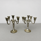 Pair of Candelabras Vintage French Style Metal Five Arm Candle Holders LOT 6481