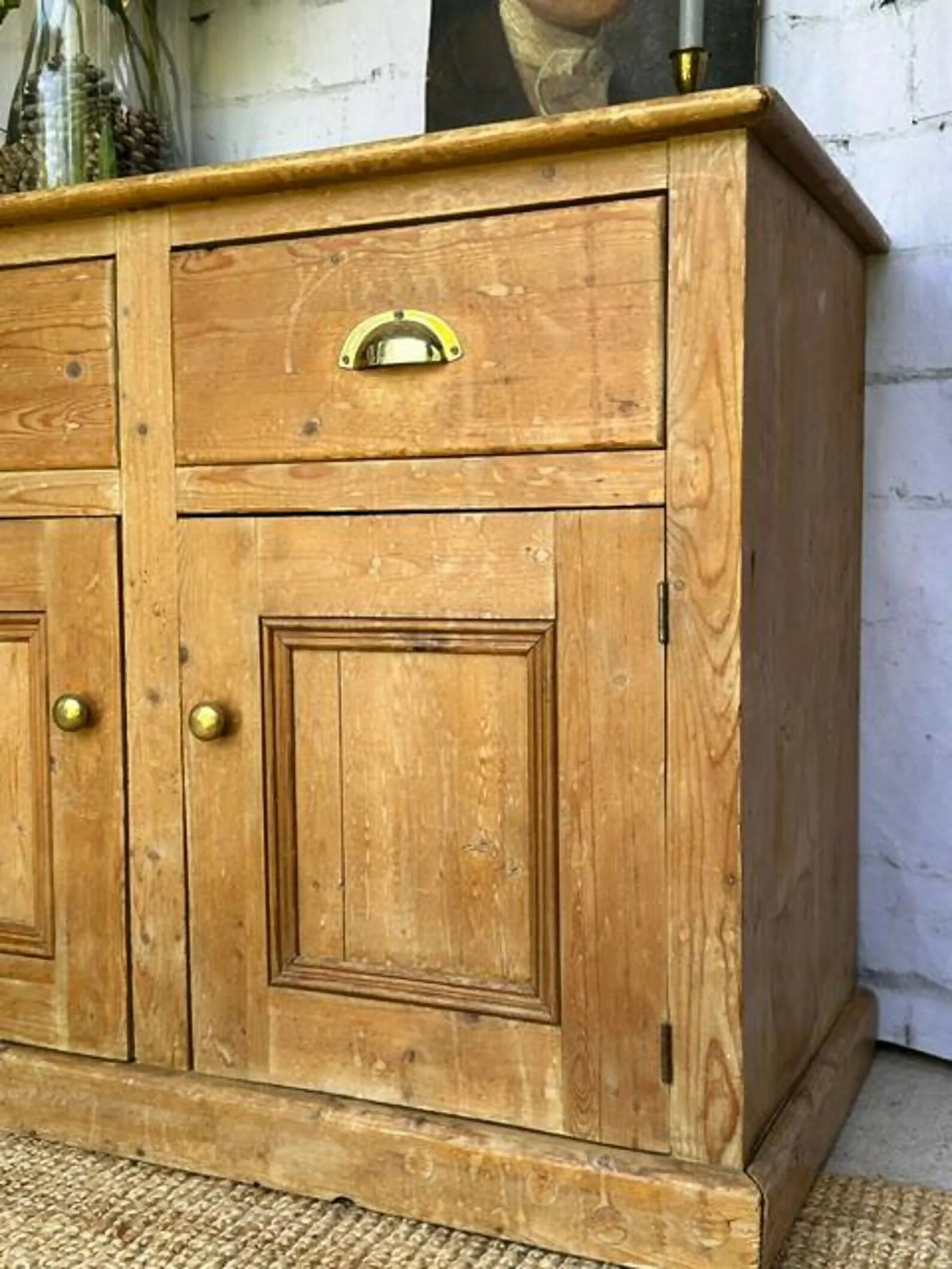 Vintage Pine Cupboard Sideboard | Housekeeper Cupboard | Kitchen Storage Cabinet | Hall Console | Rustic Sideboard