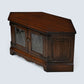 Old Charm TV Stand Linenfold Leaded Glass Doors Tudor Brown FREE* UK Delivery