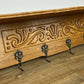 Coat Rack Vintage French Carved Oak Wall Mounted 6 Hooks Rack Hanger LOT 6366