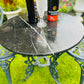 Grey Vintage Cast Iron and Marble Garden Furniture Patio Set