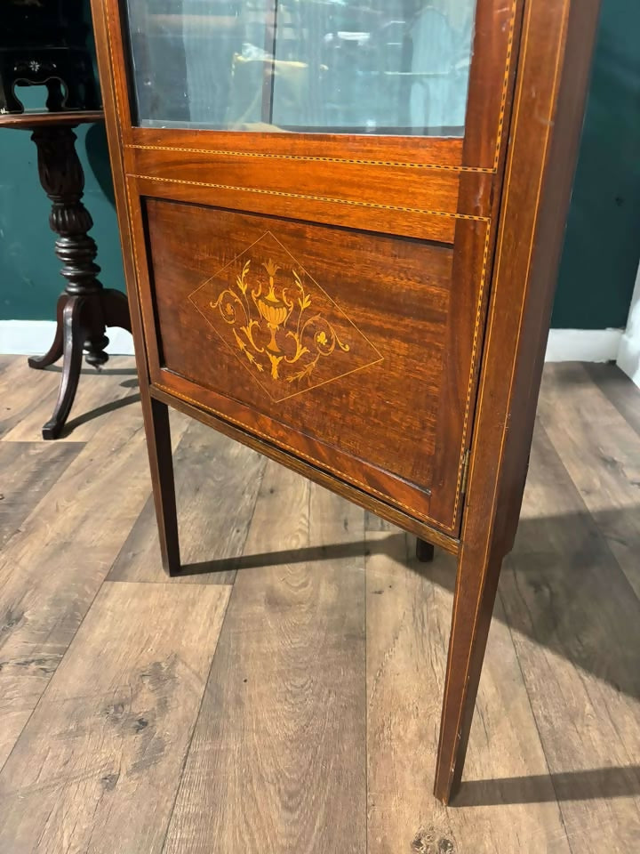 Edwardian Mahogany Inlaid Corner Display Cabinet5