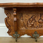 Coat Rack Vintage French Carved Oak Wall Mounted 6 Hooks Rack Hanger LOT 6205