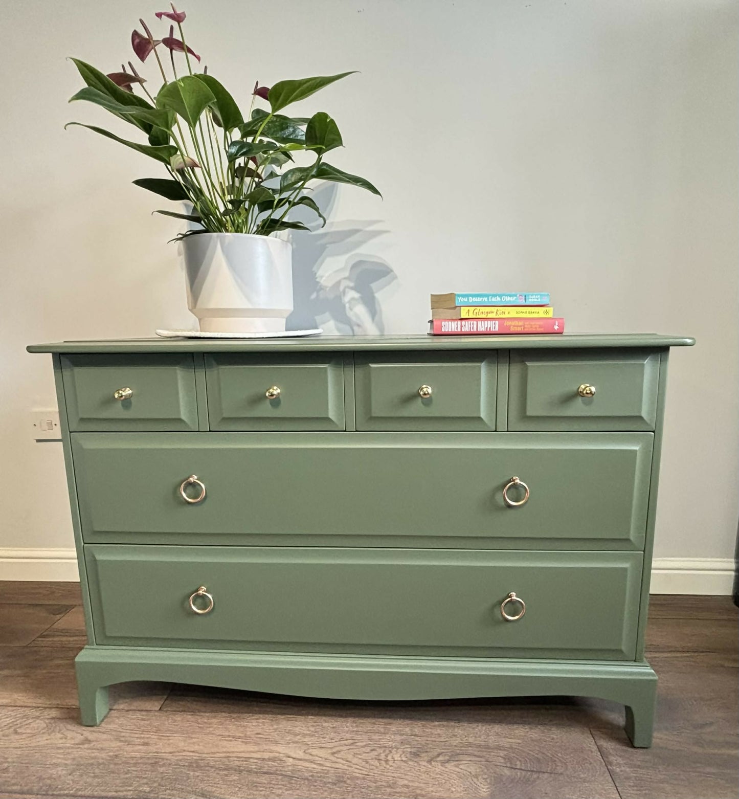Stag Minstrel Chest of Drawers | Vintage Furniture Painted in Soft Green