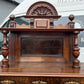 Vintage Walnut Bookcase / Cupboard With Fitted Shelves & Drawer