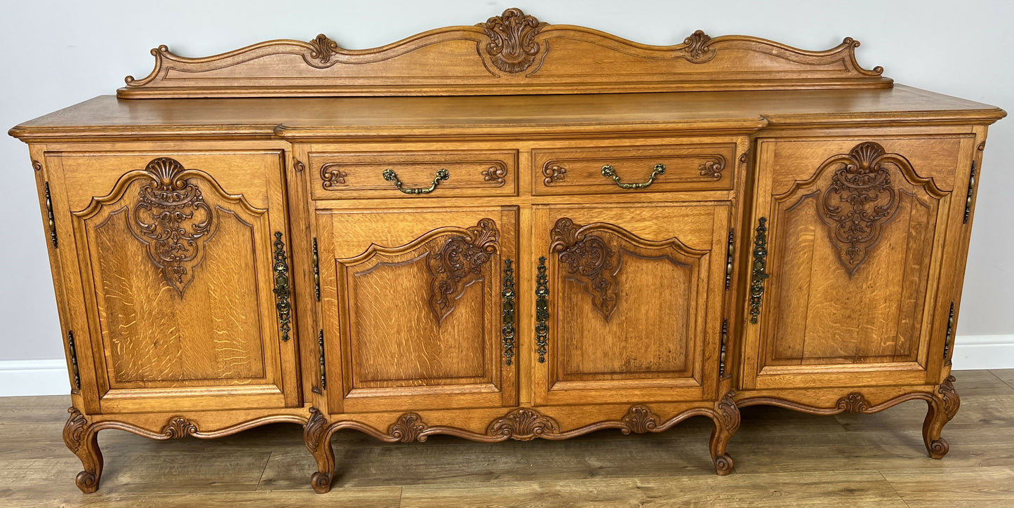 Sideboard Vintage French Louis Style Oak 4 Door Cupboard Carved Cabinet LOT 6362