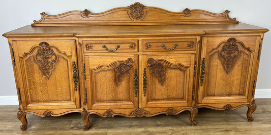 Sideboard Vintage French Louis Style Oak 4 Door Cupboard Carved Cabinet LOT 6362
