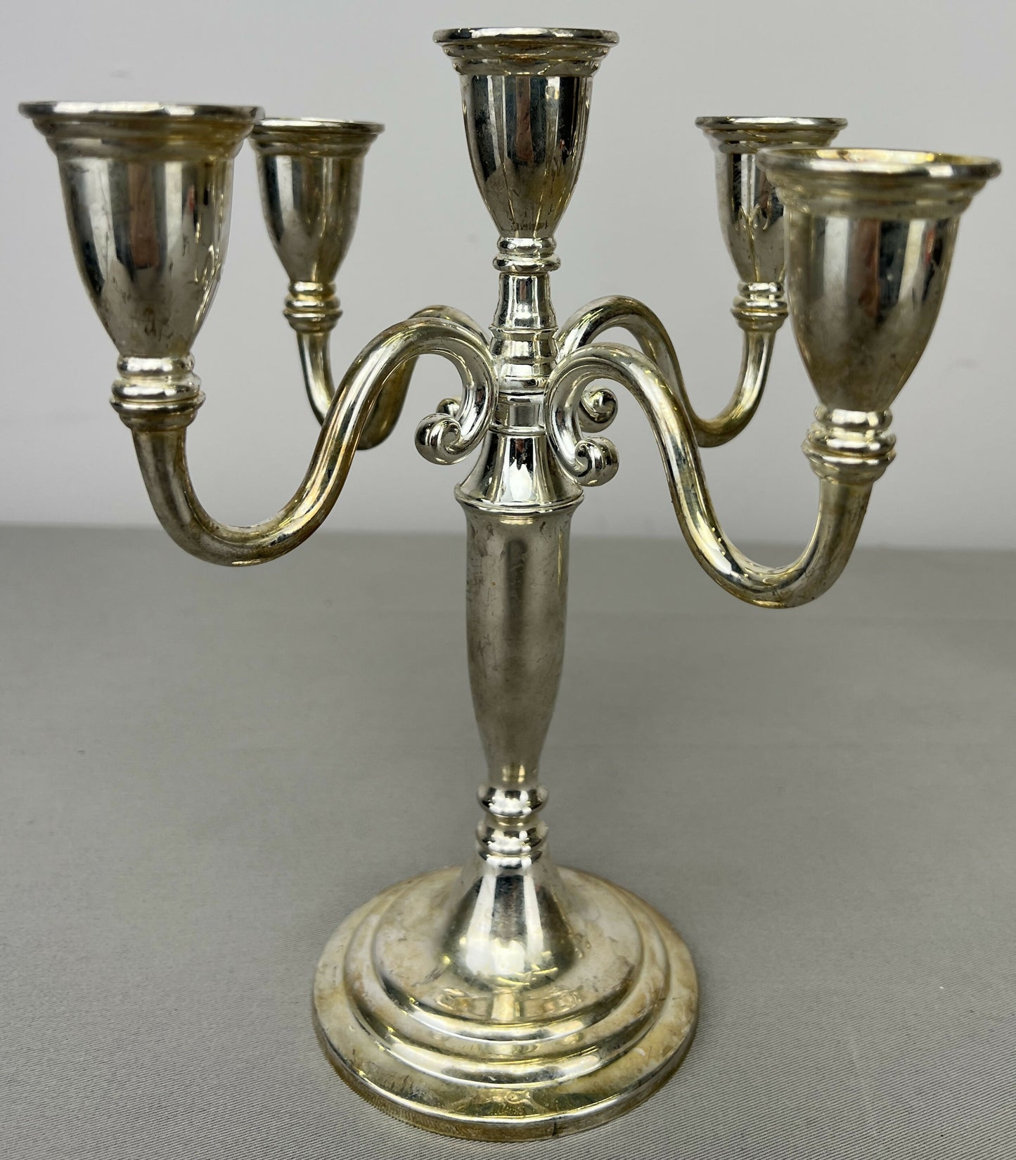 Pair of Candelabras Vintage French Style Metal Five Arm Candle Holders LOT 6485