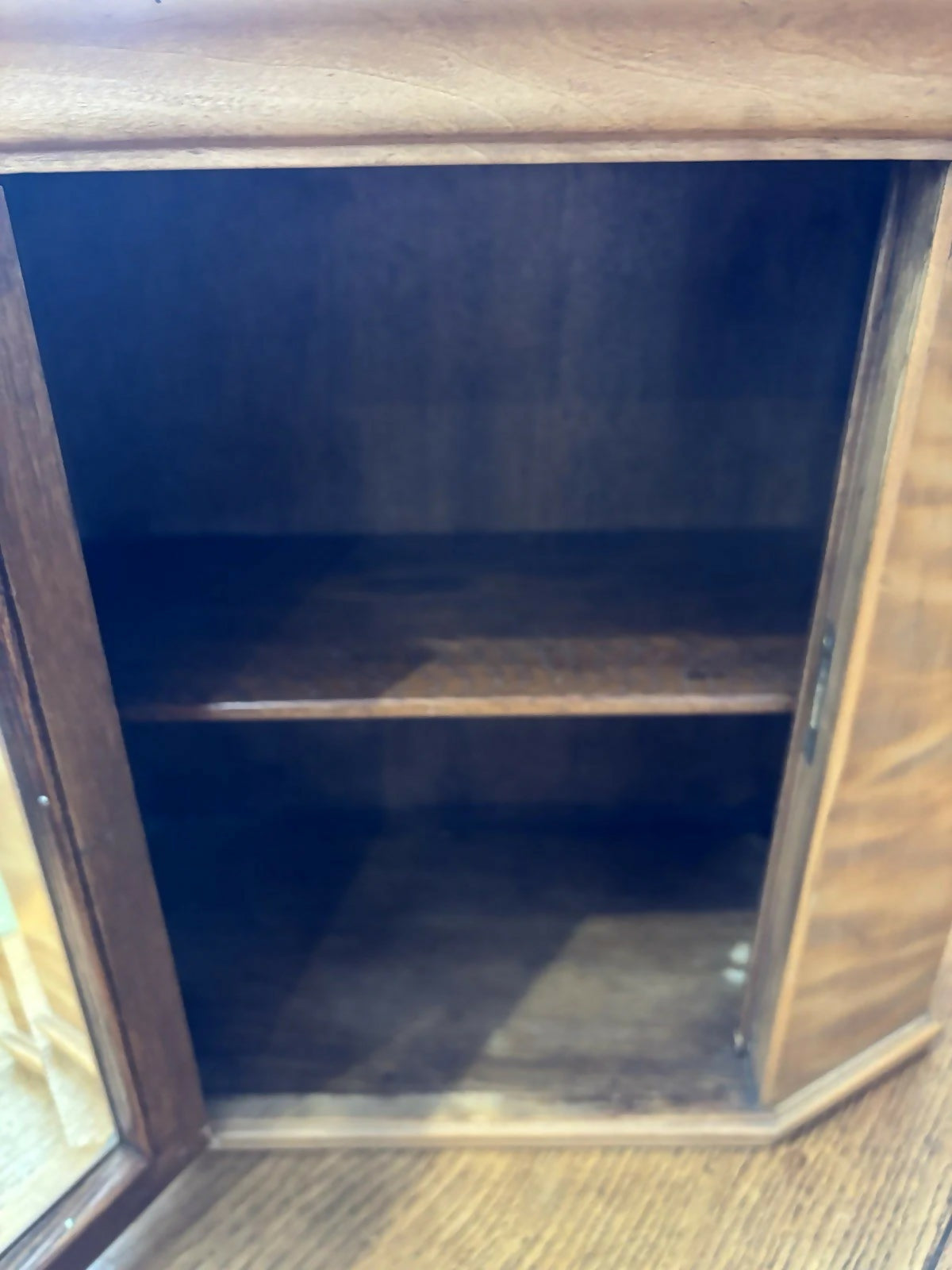 Satinwood Table Or Wall Small Vintage Display Cabinets. Lock & Key, Bevelled Glass