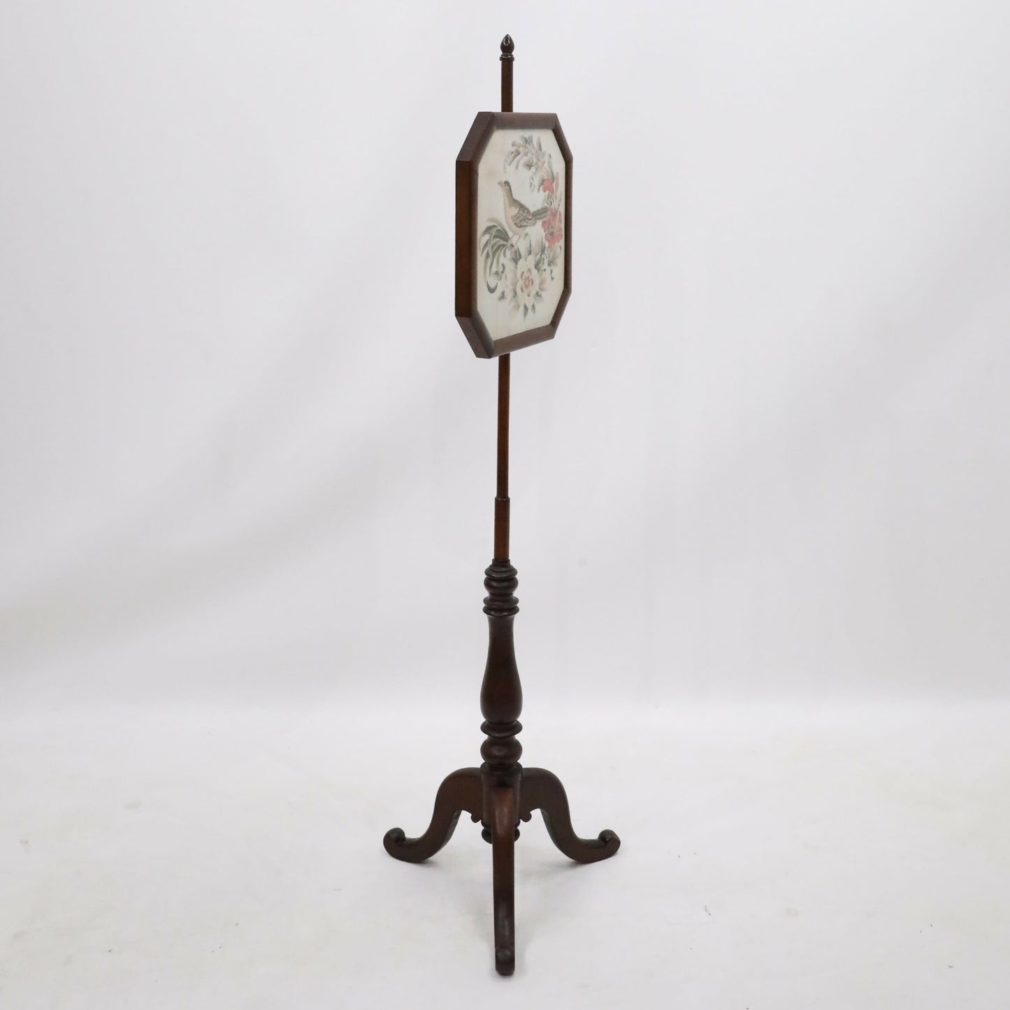 Antique Pole Fire Screen Bird Tapestry Hip Splayed Legs FREE UK Delivery. SBR9605/2709D