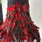 Vintage Carved Standard Lamp with Handmade Feather Shade