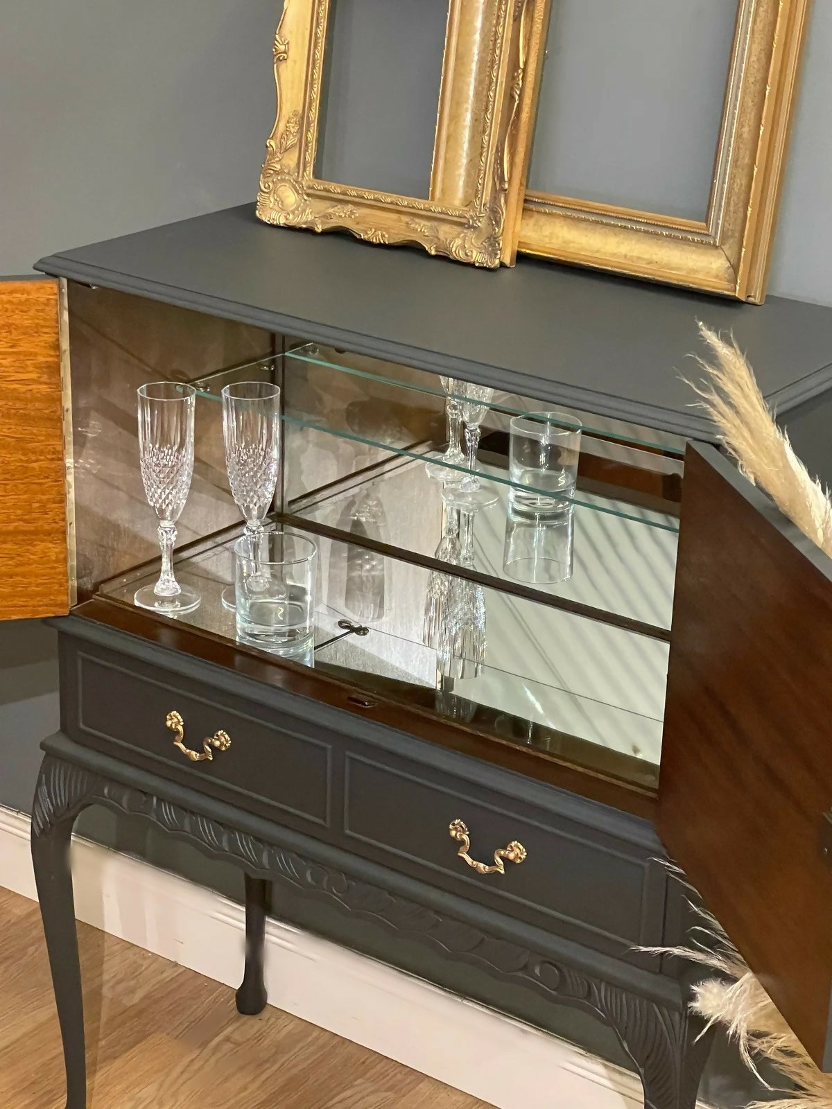 Dark grey drinks cocktail cabinet