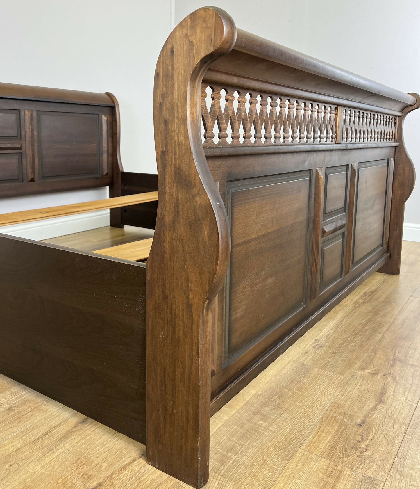 Bed Vintage French Super King Size Sleigh Bed Frame 180x200cm Headboard LOT 6409