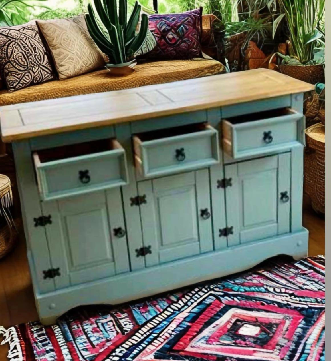 French Chic Steaming Green upcycled sideboard