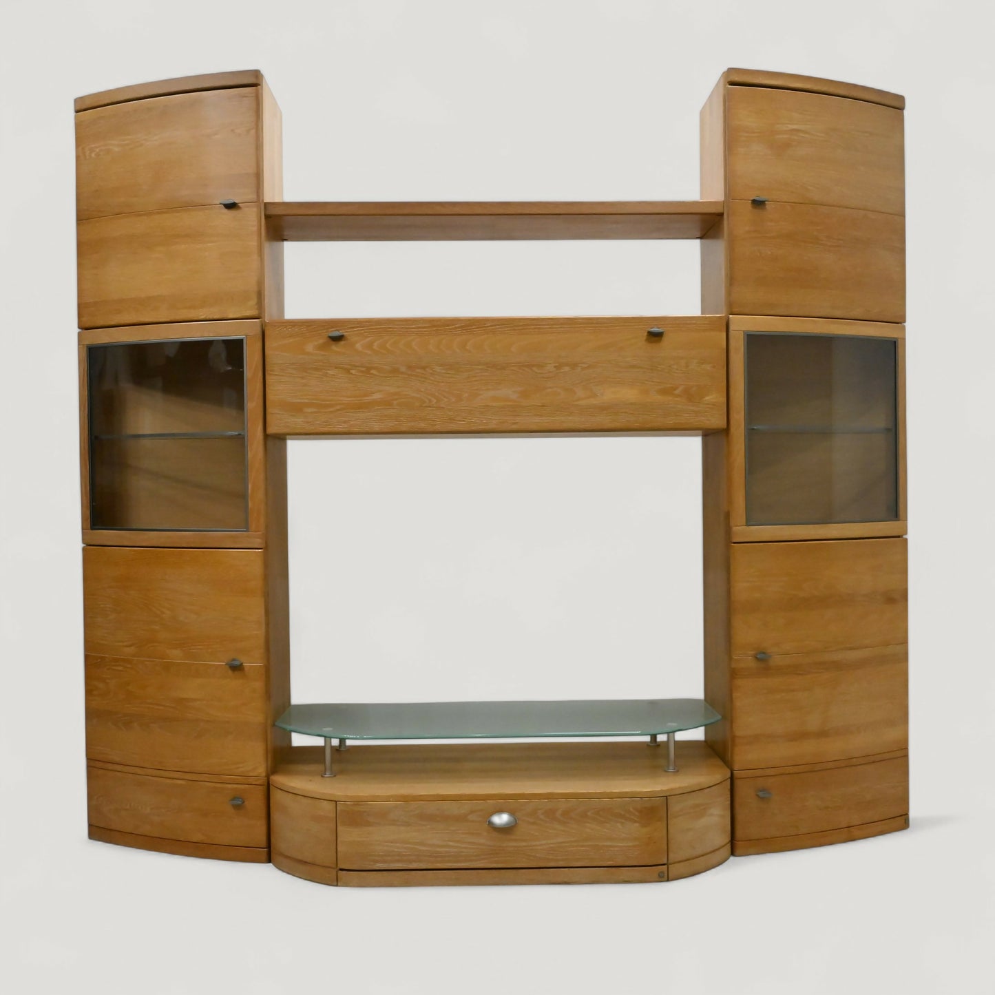 Large Hatfields Entertainment Wall Unit Oak Drawers & Cupboards FREE UK Delivery. SBR10963/2309E