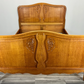 Bed Vintage French Louis XVI Double Bed Frame Oak Carved Headboard LOT 3654