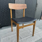 Single Vintage Mid-Century Danish Dining Chair Black Vinyl